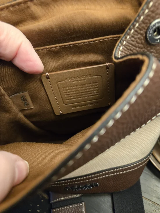 Coach Two-Tone Brown Canvas Backpack - Picture 3 of 7